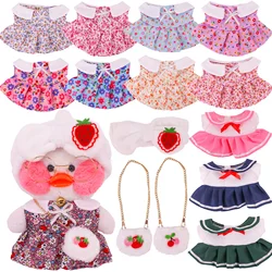 Duck Plush Cafe Lalafan roupas, pato, bolsa, óculos, vestido floral, boneca animal, acessórios de brinquedo, 20-30cm, 2022