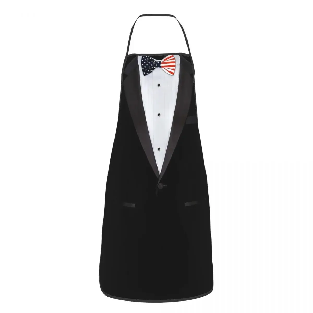 Realistic American Tuxedo Shirts With USA Bow Tie Apron Chef Cooking Cuisine Tablier Bib Kitchen Cleaning Aprons for Women Men