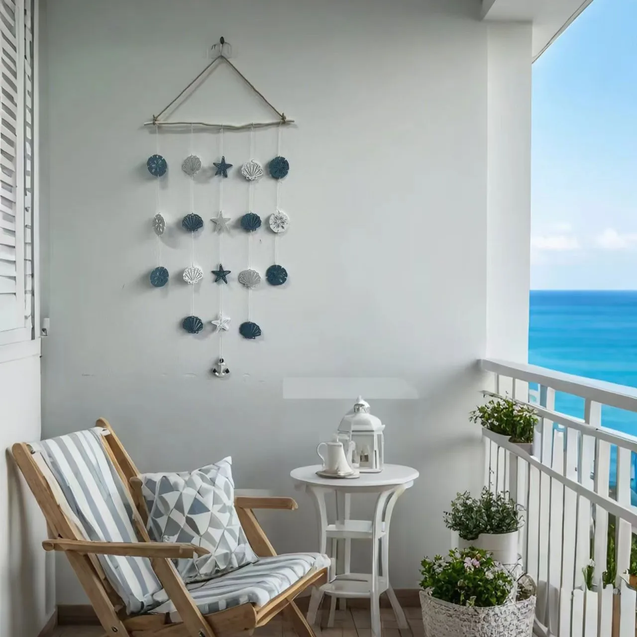 

Mediterranean style three-dimensional starfish scallop round flower pendant home wall pendant decorative background wall pendant