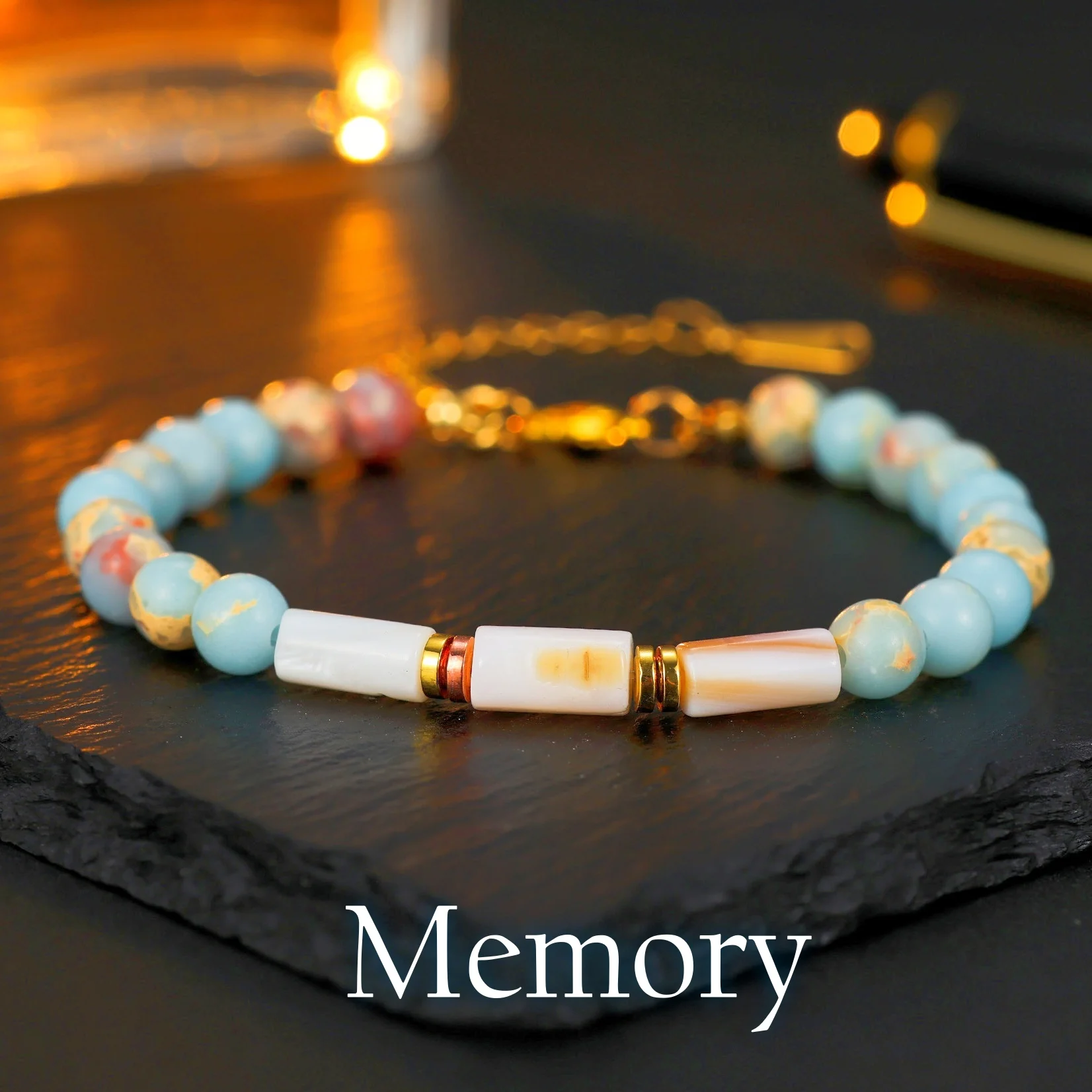 Original Fashion Bracelet Men Women Natural Beads Geometric Column Bracelets Memory Energy Protection Jewelry