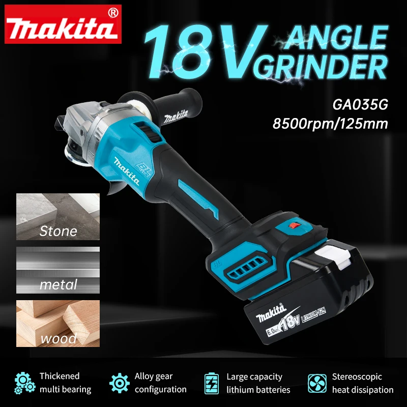 Makita GA035G charging Angle Grinder 40V brushless lithium multi-function cutting machine 150mm