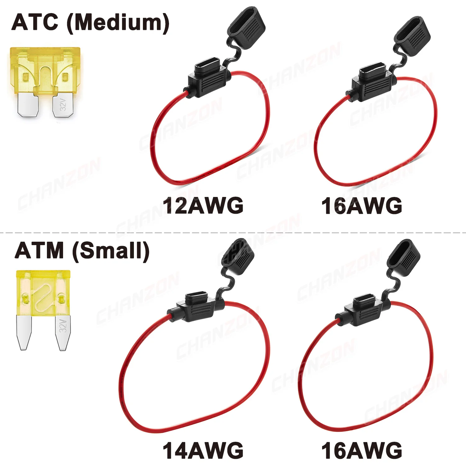 5PC Waterproof 32V 14 AWG Mini Fuse Auto Car Blade Inline Type  Current 30A Electronics Fusing Connector Plug Housing Protection