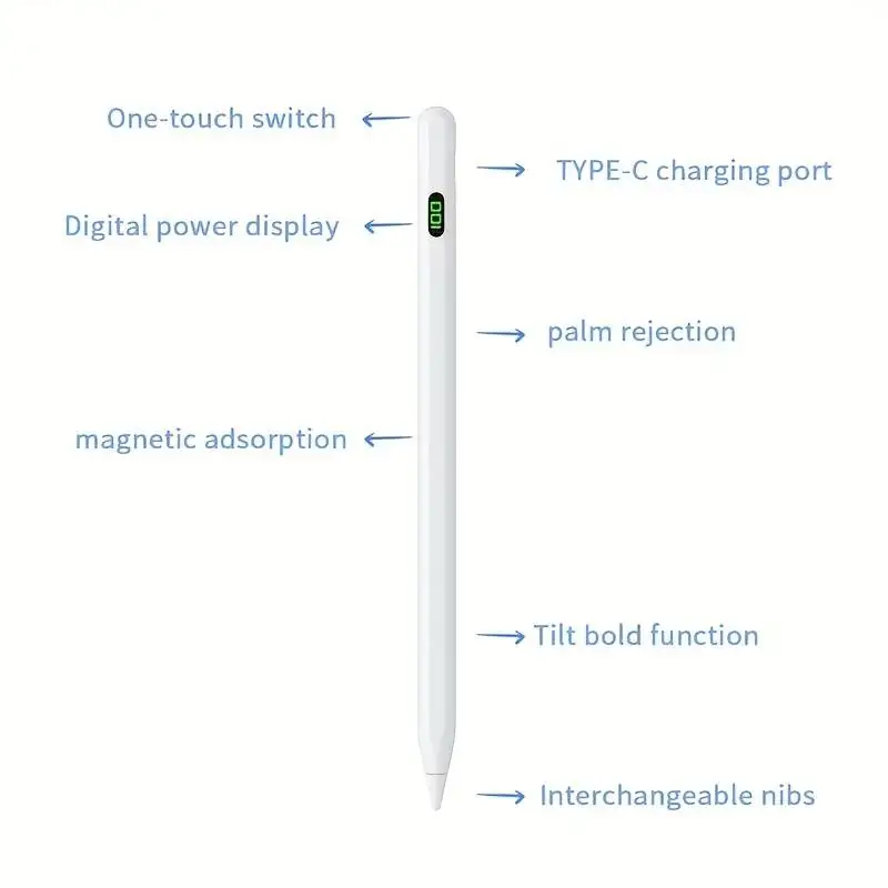 Pencil for iPad 10th/9th Generation Stylus Pen for iPad Air 5th/4th Generation with Palm Rejection Compatible with 2018-23 iPad