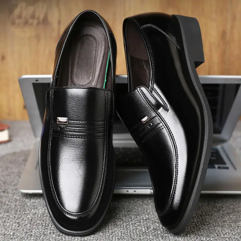 Black Social Shoe for Men Round Toe Spring Autumn Dress Shoes Man Brown New Office Cheap Clearance Gentleman Suit Footwear 39