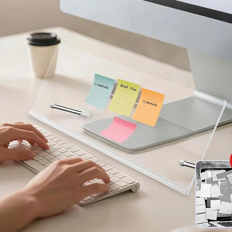 Monitor Memo Board Holder,Adhesive-Free Message Board for Computer Monitors,Movable & Reusable,Durable Acrylic for Office & Home