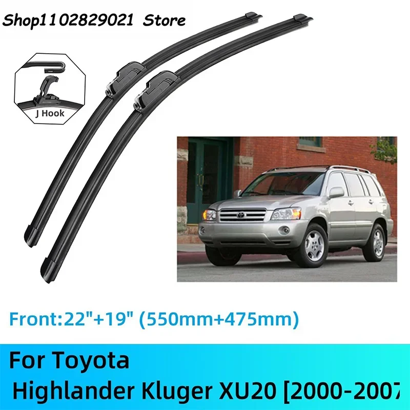 

For Toyota Highlander Kluger XU20 Front Rear Wiper Blades Brushes Cutter Accessories J U Hook 2000-2007 2000 2001 2002 2003 2004