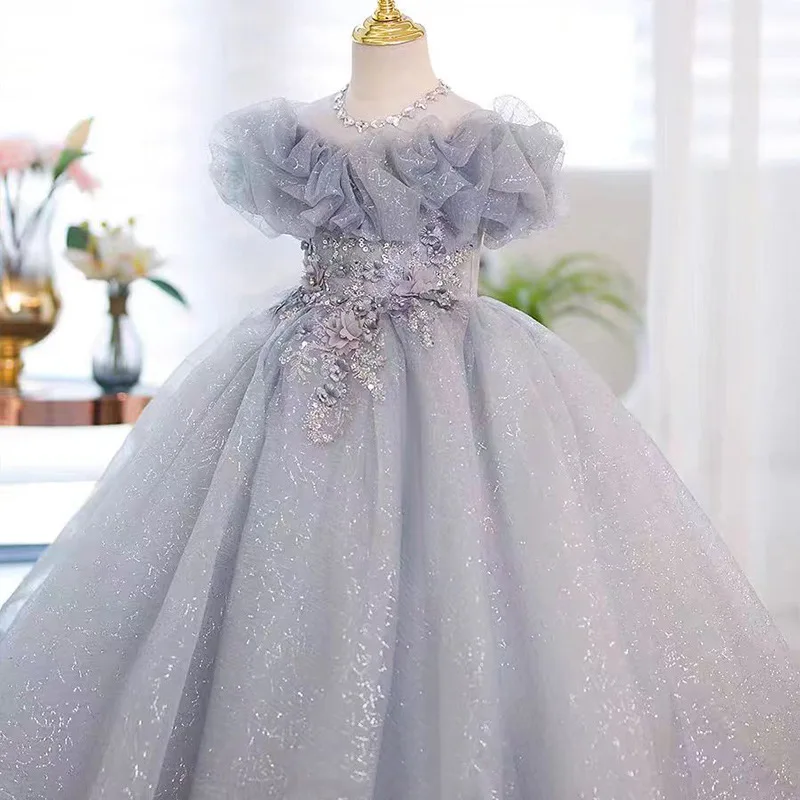 Girls' Gala Dress, Kids' Beauty Pageant Sequin Robe, Teen First Communion Gown, Children's Banquet Wedding & Performance Outfit
