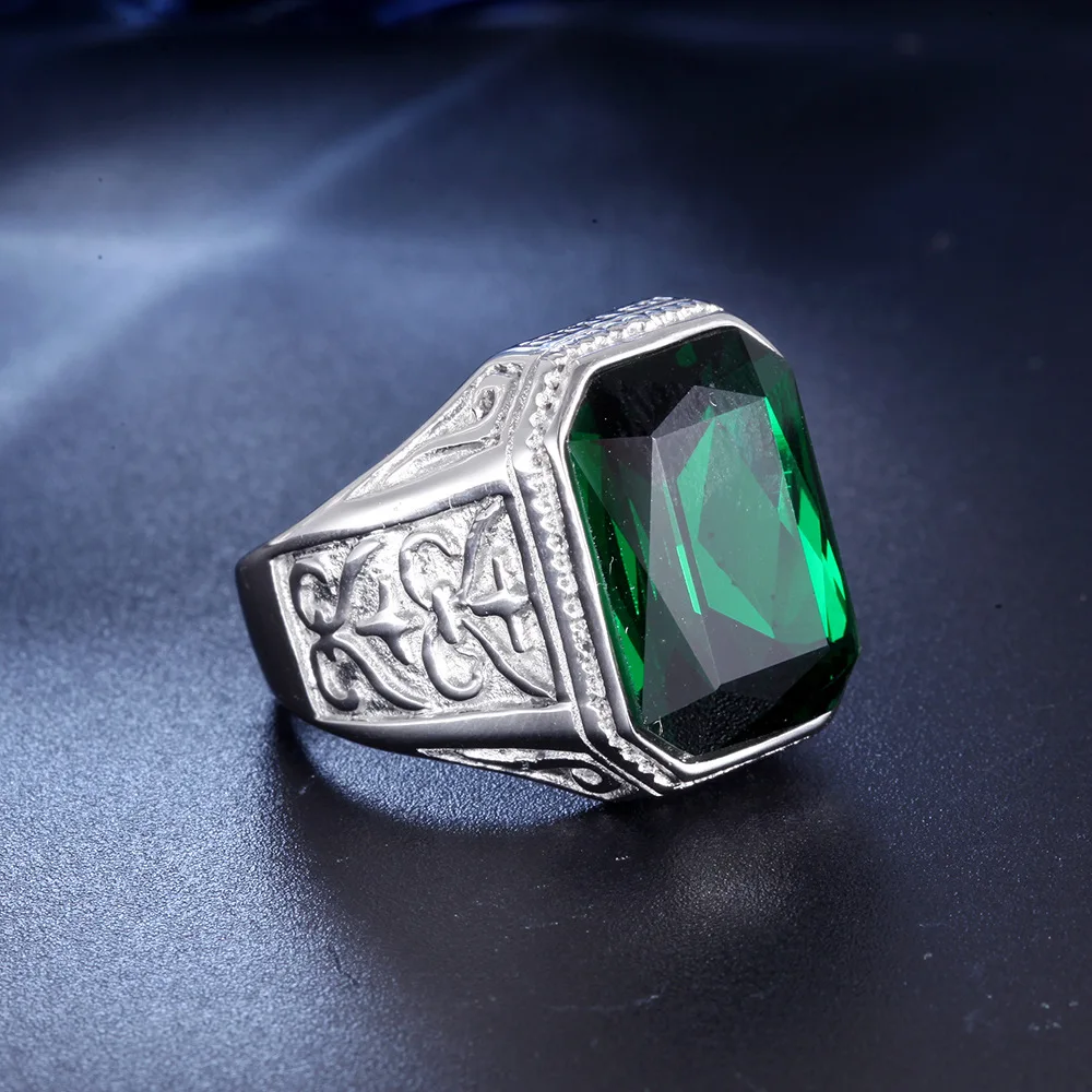 عالية الجودة كبيرة مربع الشكل خواتم الأحجار الكريمة للنساء الفولاذ المقاوم للصدأ الزفاف الفرقة المصنع مباشرة المجوهرات بالجملة