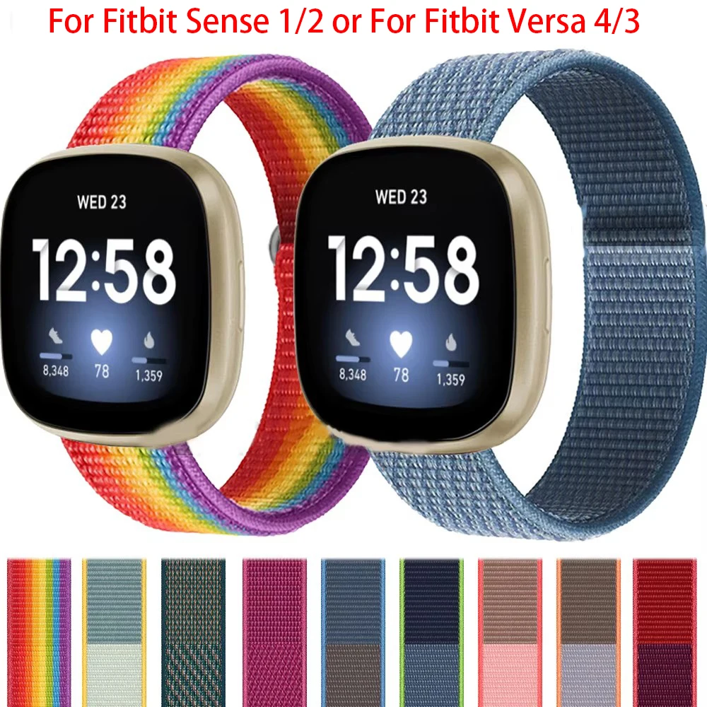 Новый нейлоновый ремешок с петлей для умных часов Fitbit Versa 4 3 Sense 1 2, женский спортивный ремешок, браслет Fitbit Sense, аксессуары Correa