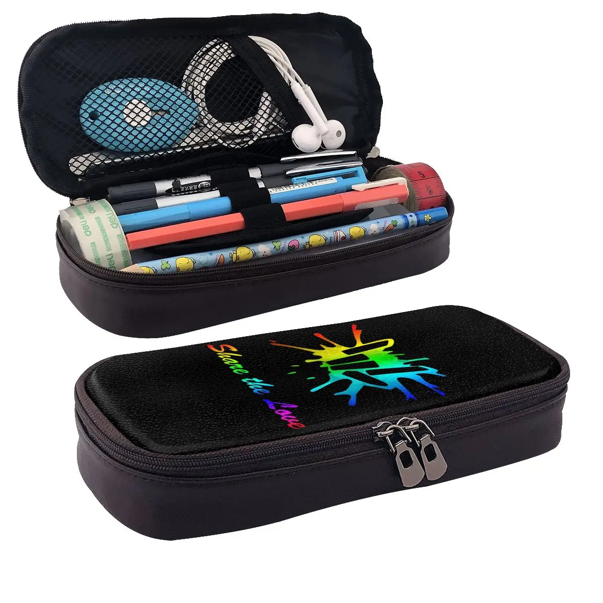 Share Love Cute For Kids And Youth Leather Pencil Cases Pencil Pouch Stationery Supplies Pen Box Pencil Bag for Studen School