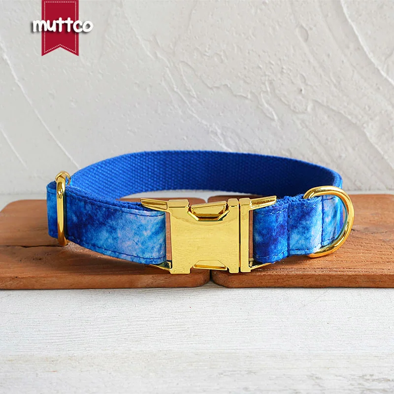 MUTTCO this dog collar is inspired by the sea BLUE AGATE Plaid is suitable for water-loving dogs 5 sizes UDL191