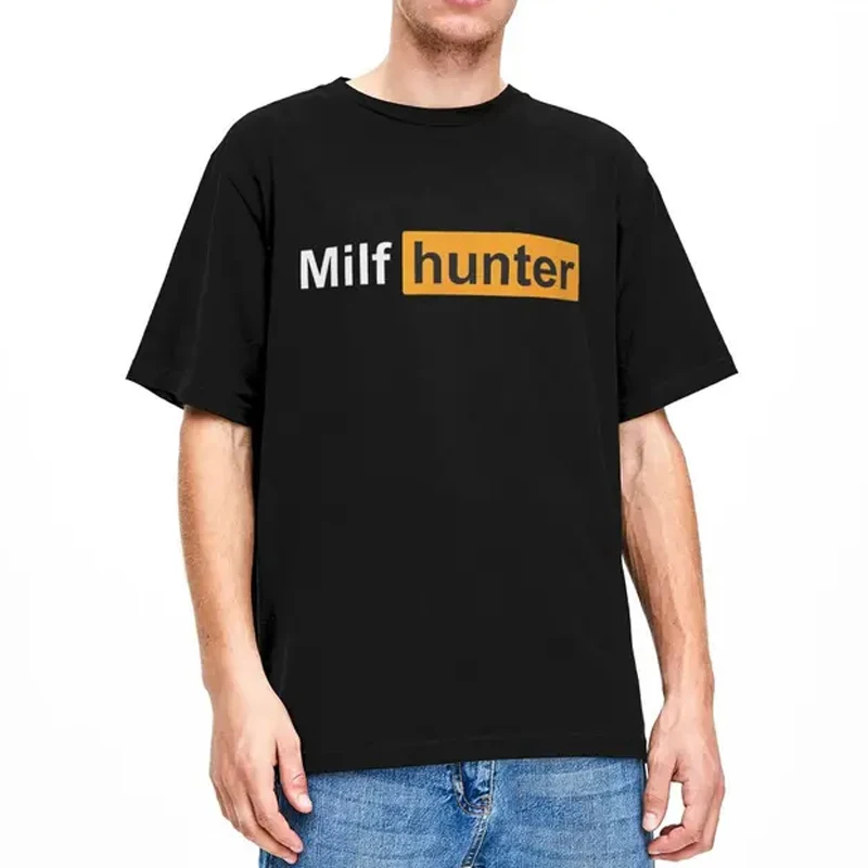 MILF Hunter | Lustiges Erwachsenen-Humor-Witz für Männer, die Milfs lieben T-Shirt MILF Hunter T-Shirt lustige Baumwolle Kurzarm T-Shirts Tops – Detail 3