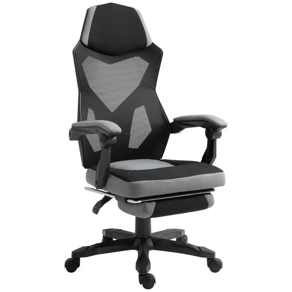 Ergonomic Home Office Chair High Back Armchair Computer Desk Recliner with Footrest, Mesh Back, Lumbar Support and Wheels