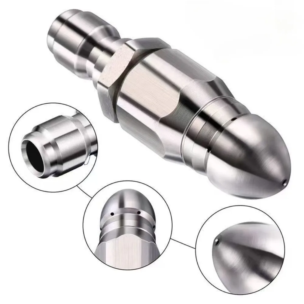 For 1/4" Stainless Steel Pressure Washer Quick Plug Drain Hose Nozzle Tool Water Jet High Pressure Sprayer Nozzle Clean Sewer - view 4