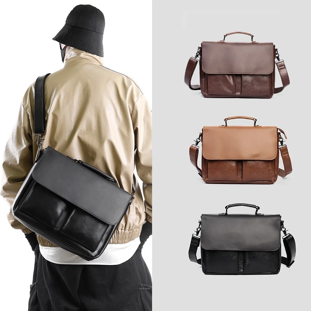 

Crazy Horse 100% Leather Man Business Bag Retro Men's Briefcase Korean Style Male Crossbody