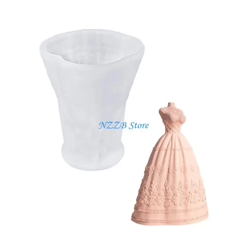 

T21F High Accuracy Lace Bridal Gown Silicone Mold For Crafting Wedding Dress For Handmade Gifts And Decors