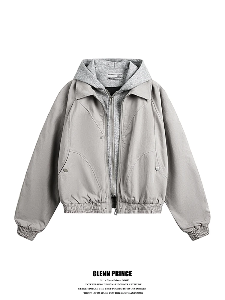 

Толстовка с капюшоном Ey Spliced Jaet для мужчин в стиле ретро, американский Sle, весенняя новая универсальная верхняя одежда для пар, свободная посадка, длинная свеча на молнии...