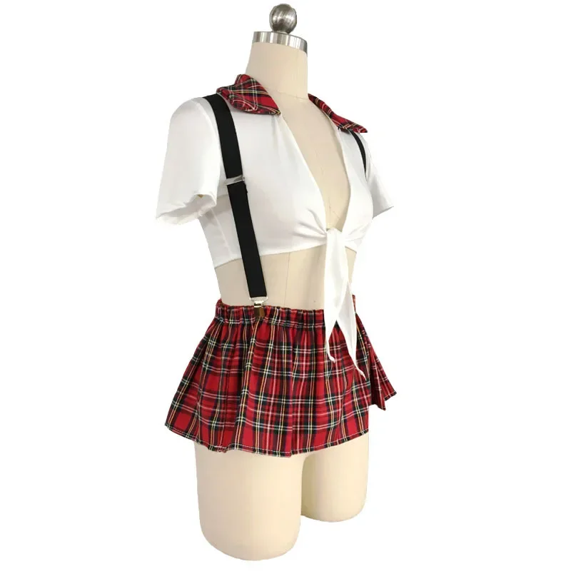 Babydoll Sex lingerie sexy straps split student uniform temptation