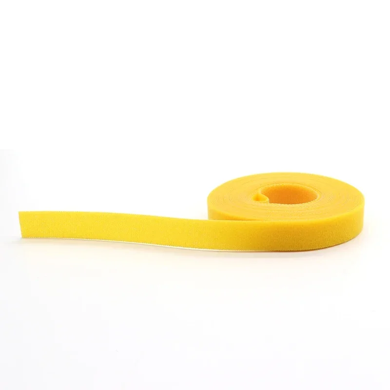 5m/roll Cable Ties Reusable Loop Bundle Self Adhesive Yellow Nylon Strap Organizer Clip Wire Holder Management Fastening Tape