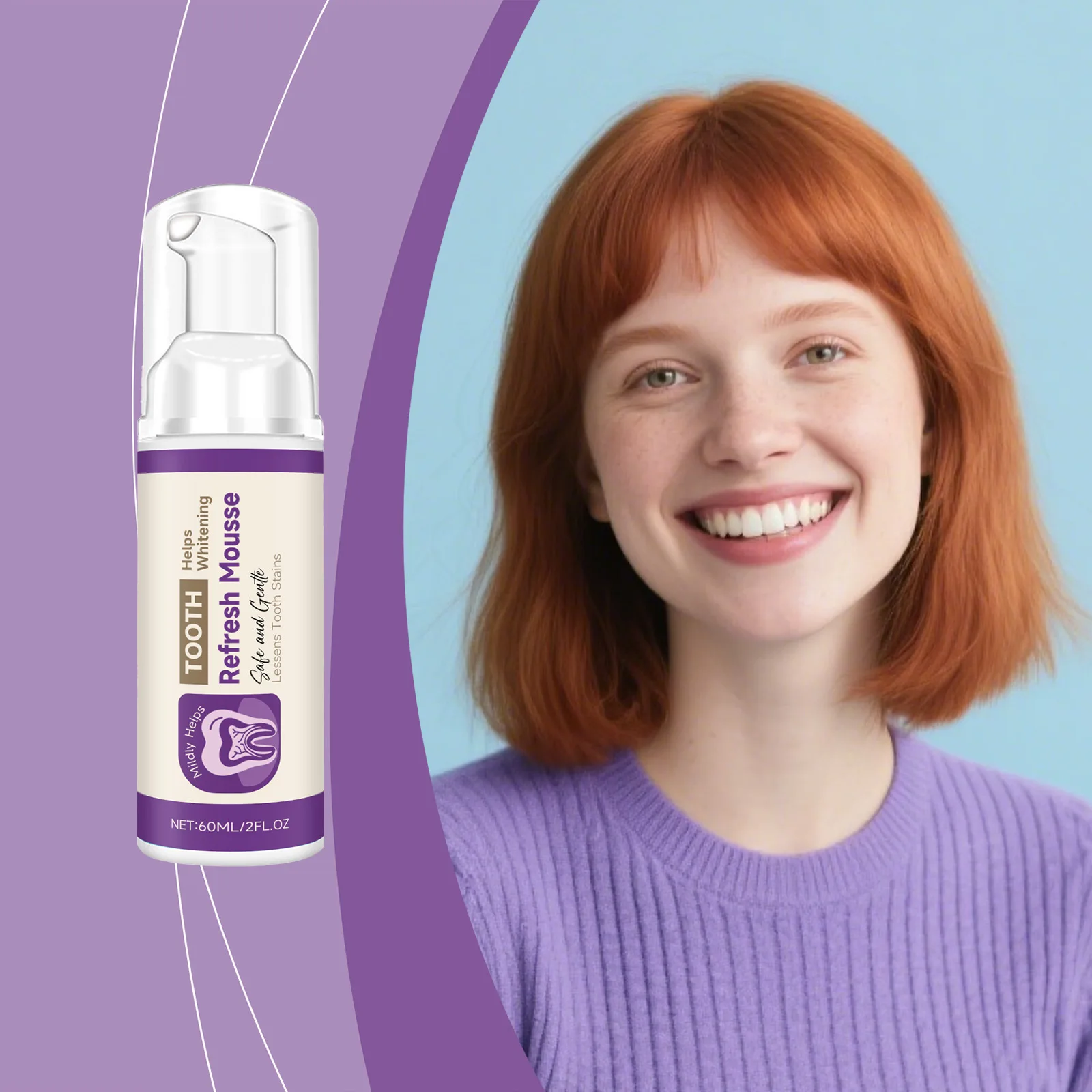 

Мусс для освежения зубов, терапия десен, без чувствительности, удаление пятен дыма, уменьшение желтого цвета для путешествий, осветление зубов, мусы, 60 мл