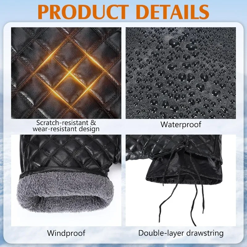 Winter Motorcycle Covers Windproof Rainproof Thick Fleece Lined Motorcycle Handlebar Muffs for Ebike Scooter Bike Warmer Gloves