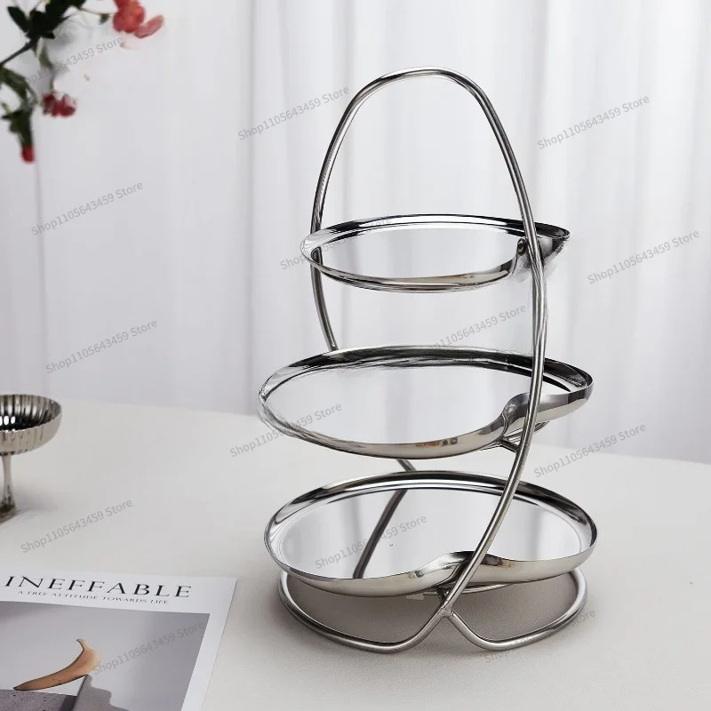 For afternoon tea snack rack 304 stainless steel three-layer pastry cake cake rack fruit dessert tea break table display rack