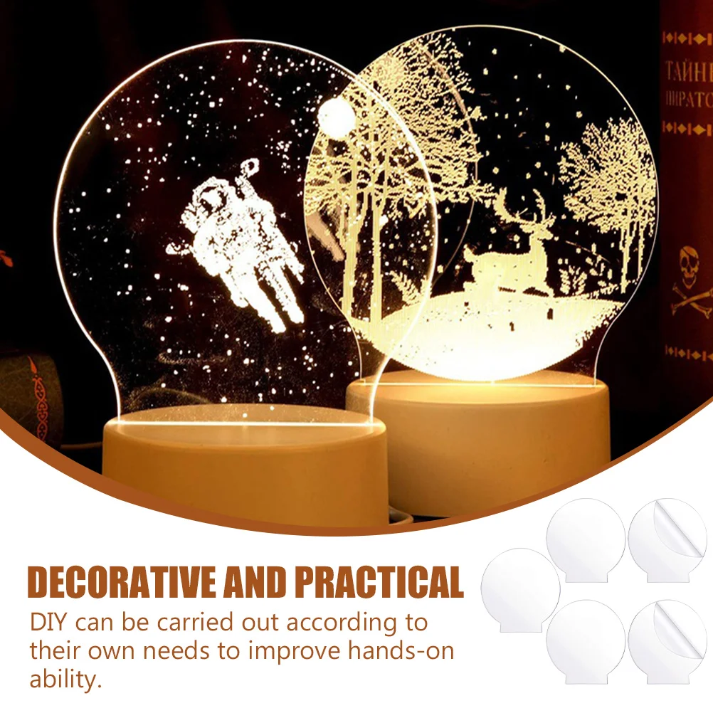 

5pcs Durable Sheets Diy Light Plate For Night Light Led Acrylic Lamp Card Sheet Base Sheet Decorative Lamp Holder