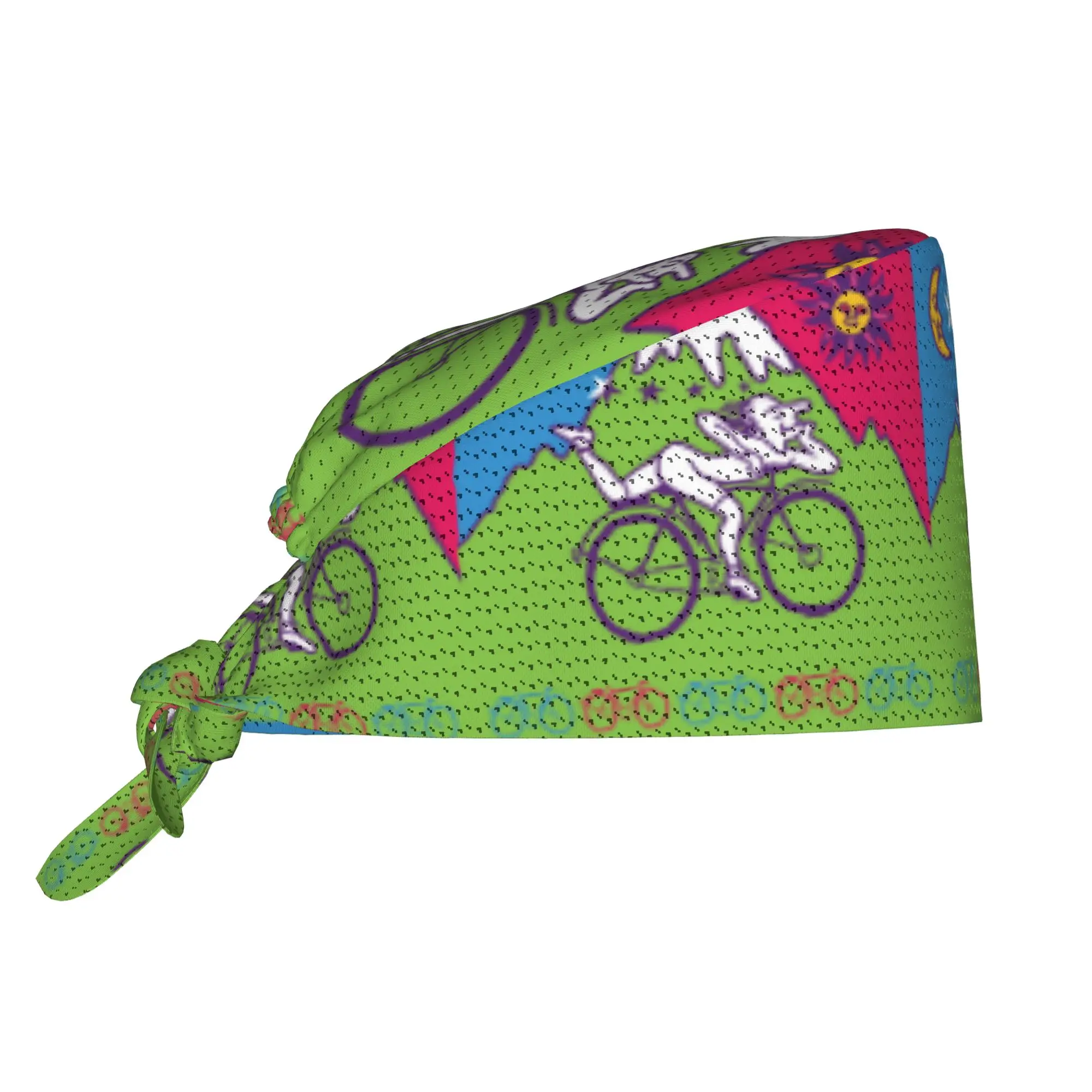 Albert Hofmann LSD Bicycles Day Cleaning Working Cap Acid Blotter Party Scrub Cap Surgicals Hat Nurse Scrubs Hat For Dentist