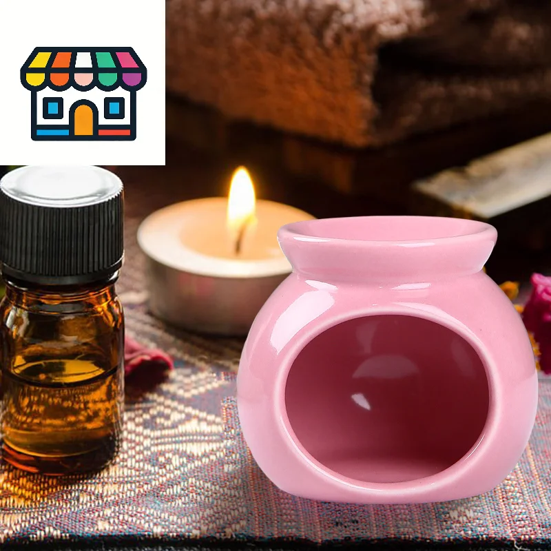 Solid Color Ceramic Aromatherapy Oil Burner – Porcelain Candle Warmer for Essential Oils, Minimalist Home & Living Room Decor