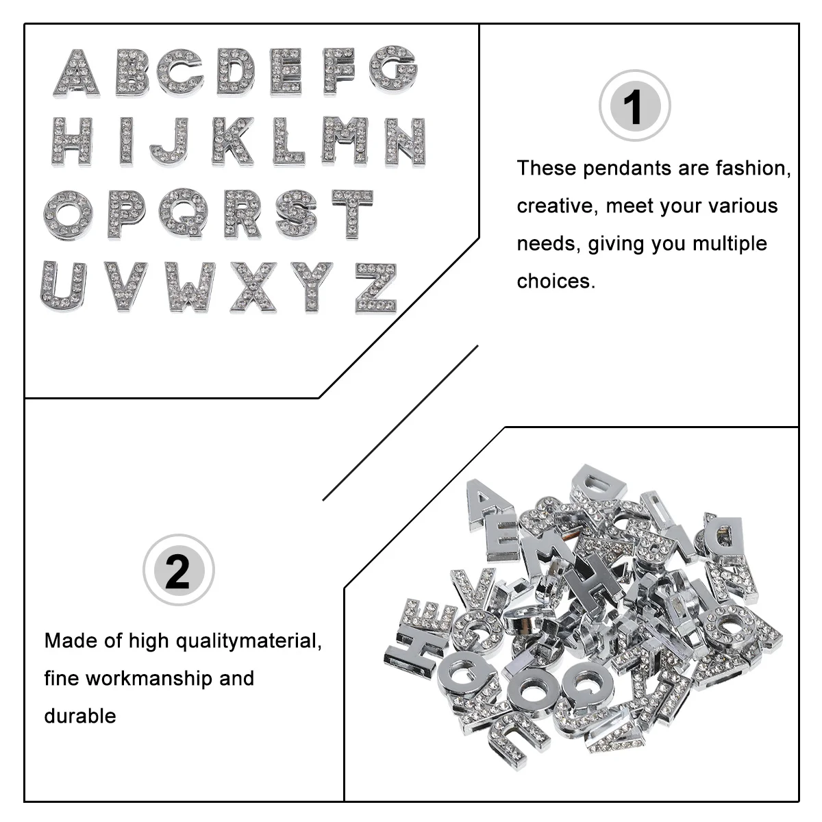 

52Pcs Alphabet Letter Pendants Alloy Rhinestone Charms DIY Jewelry Making Accessories for Bracelets Necklaces DIY Pendant Set