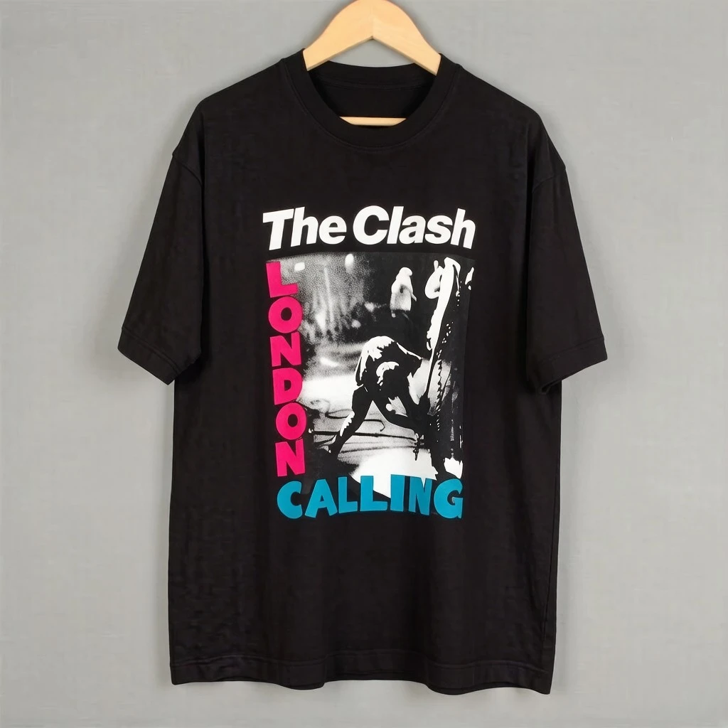 The Clash T-Shirt London Calling Punk New Wave Sex Pistols Ramones The Damned Men's Clothing Short Sleeve Shirt