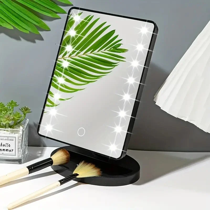 

1pc-LED desktop night light makeup mirror desktop 360 degree rotating storage touch sensitive makeup mirror