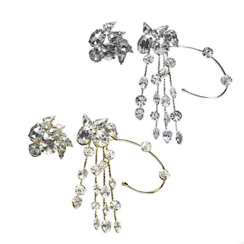 Stylish Rhinestones Tassels Ear Cuff Exquisite Tassels Earrings Charm Enhanced By Bright Rhinestones For Any Outfit C71A