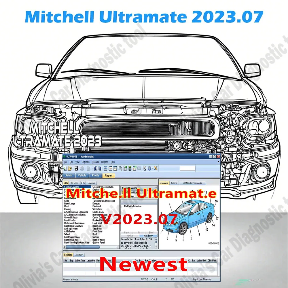 

MITCHell ULTRAMATE 2023.07 OBD2 Scanner COMPLETE ADVANCED ESTIMATING SYSTEM + Patch for never expire +Can installed indefinitely