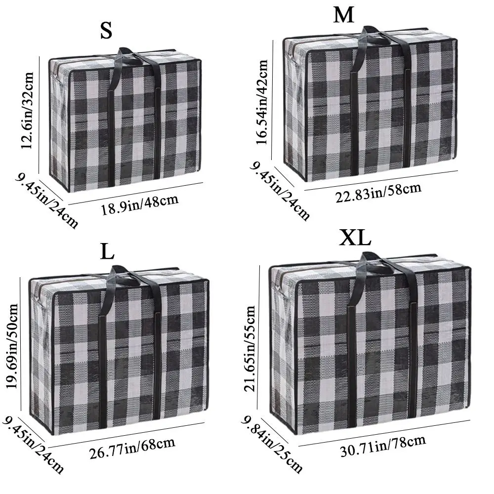 Moving Package Bag Quilt Clothes Storage Pouch Grid Simple Style PP Woven Material Students Dormitory Storage Package