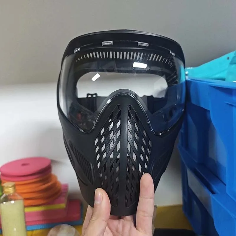 Outdoor Tactical Half Face Mask with Anti-Fog Thick Lens, Paintball Protective War Game Mask, Airsoft Combat Face Shield