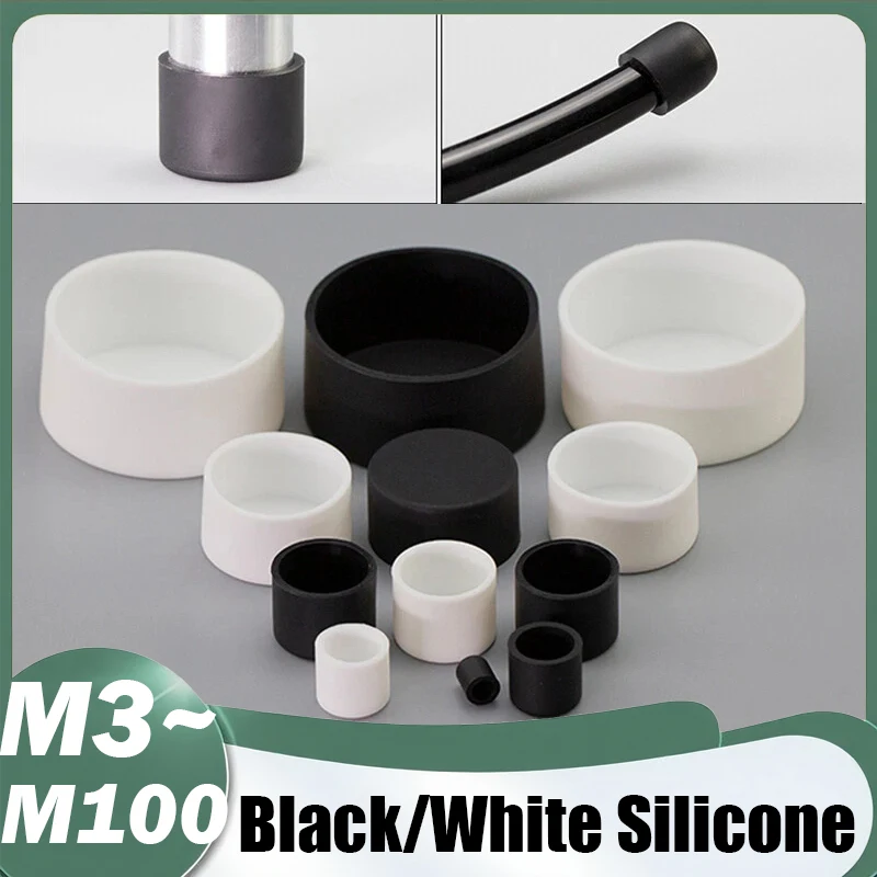Black/White Silicone Rubber Round End Cap 2.8mm~78.5mm Dust Seal Protection Gaskets Pipe Cover Caps Round Tube Insert Stoppers