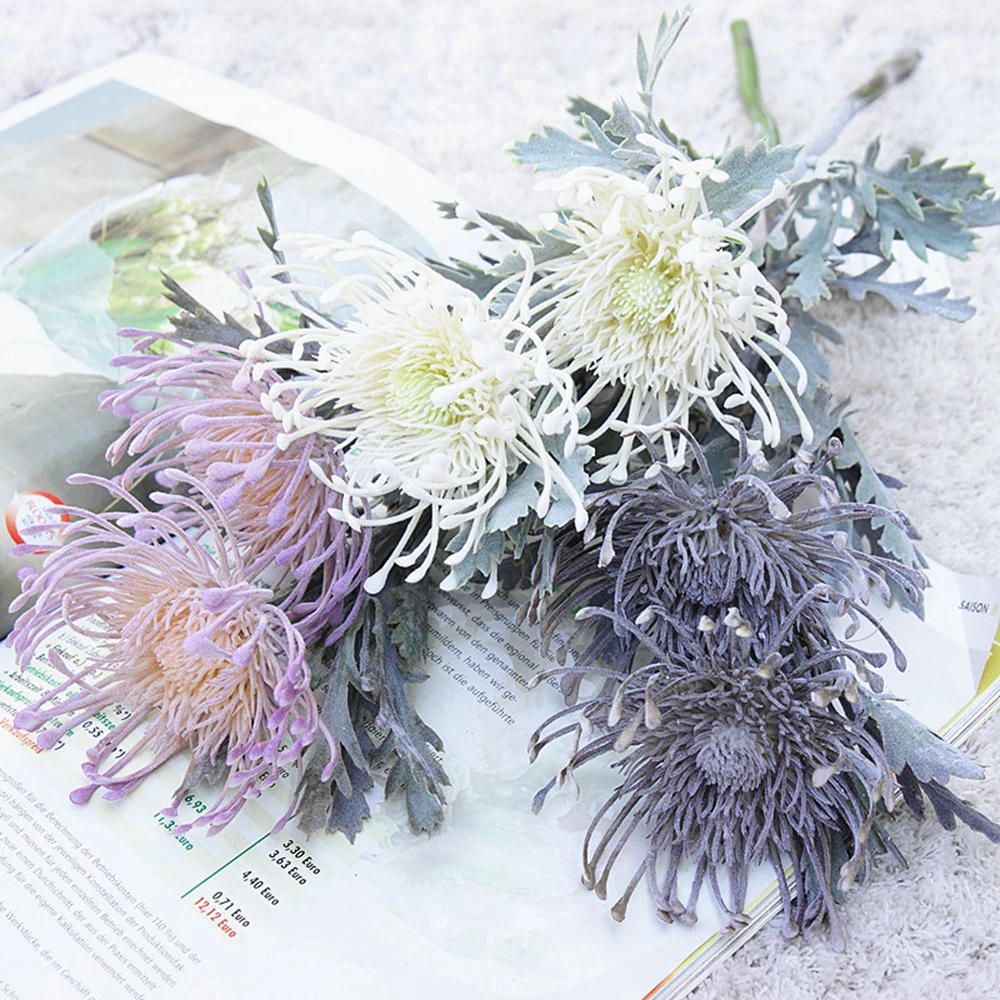 Künstliche Blumen, kurzer Zweig, Krabbenklaue, 2 Gabeln, Nadelkissen, Valentinstagsgirlande, für Hof, Zuhause, Zimmer, Hochzeitstisch, Dekoration, künstliche Pflanzen