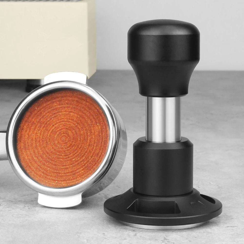 Walnut Wood Espresso Tamper: Spring Loaded With Ripple Base For Perfect Coffee Tamper Spring Loaded For Home Coffee