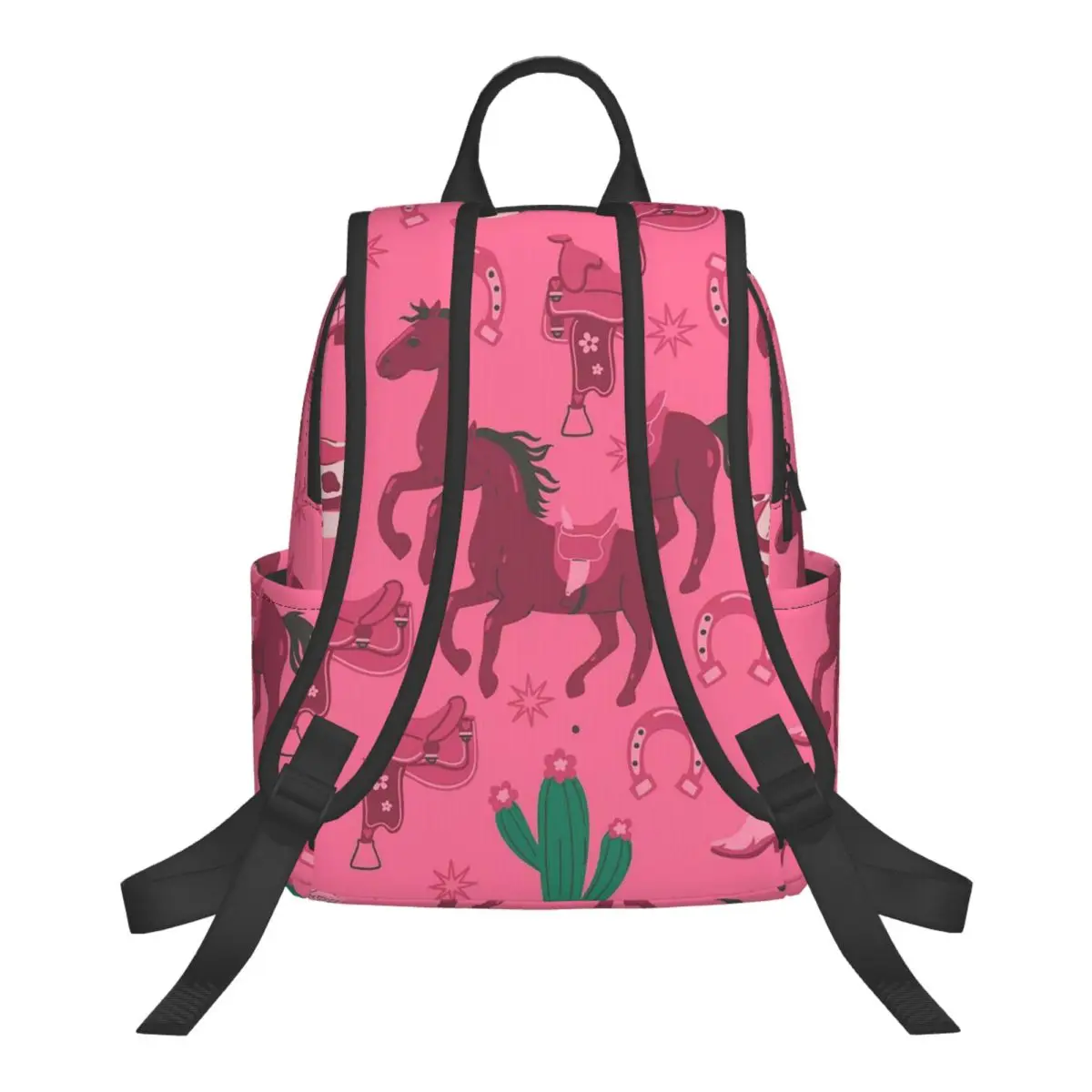 Colorful Horse Cartoon And Flower Student Backpack School Bag Hiking Travel Daypack for Men Women Bookbag Shoulder Bags
