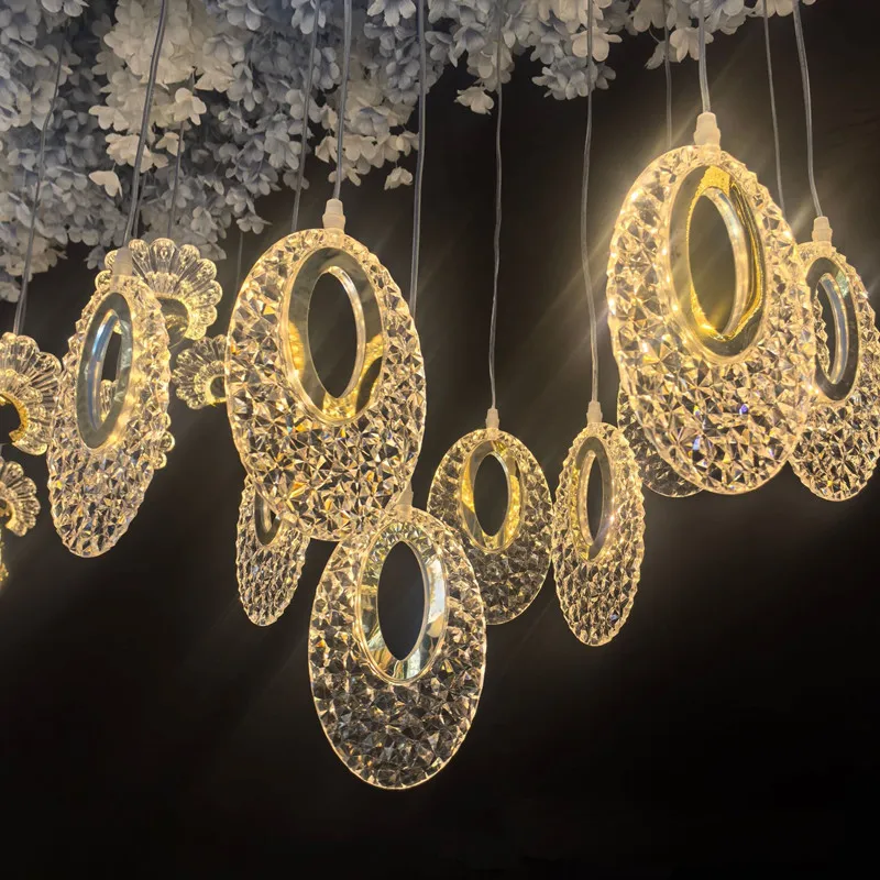 6 Sets Wedding Ceiling Decoration 10 Heads Acrylic Pendant Light Luminous Chandelier Lighting Festival Lamp For Birthday Party