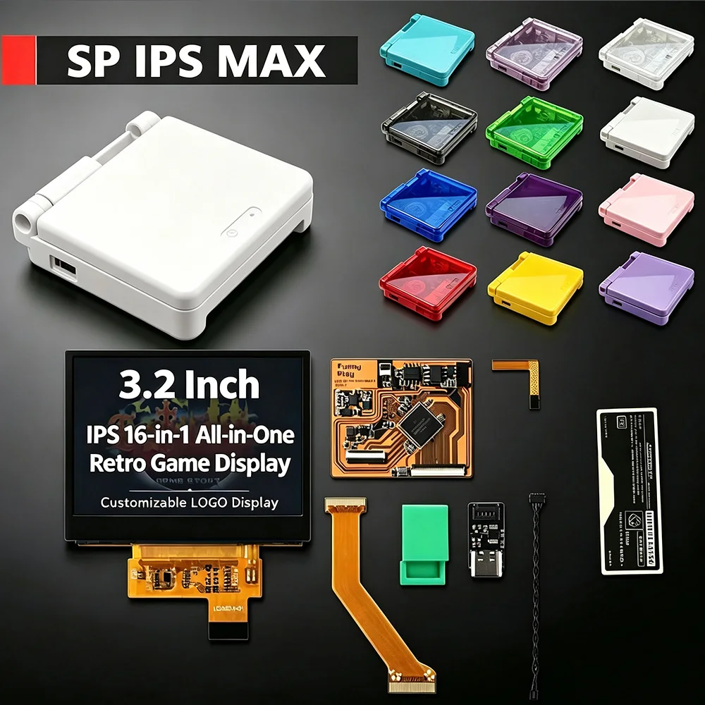 32-gba-sp-ips-max-laminated-screen-mod-kit11-levels-brightnesspoint-to-point-display-special-shellfor-gameboy-advance-sp