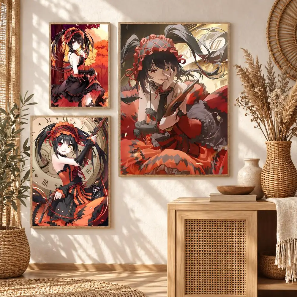 Anime T-Tokisaki Kurumi D-Date A Live Poster Modern Waterproof Wall Art for Bedroom Living Room Bar Hallway Decor