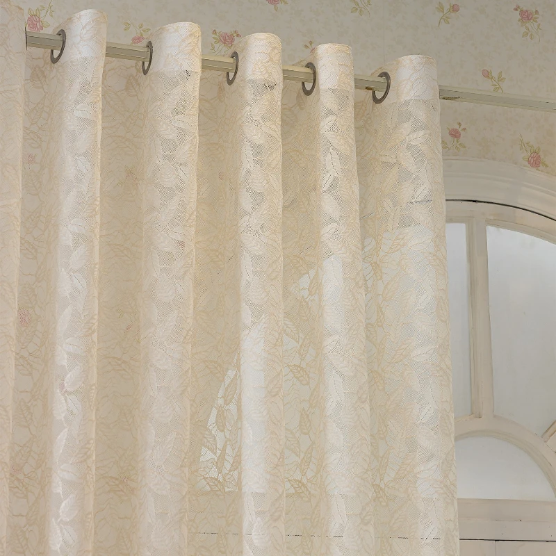Custom Size Beaded Lace , Sheer Yet Opaque, Fashion Elegant White Gauze Curtains for Living Room and Bedroom.Rideaux Voilage