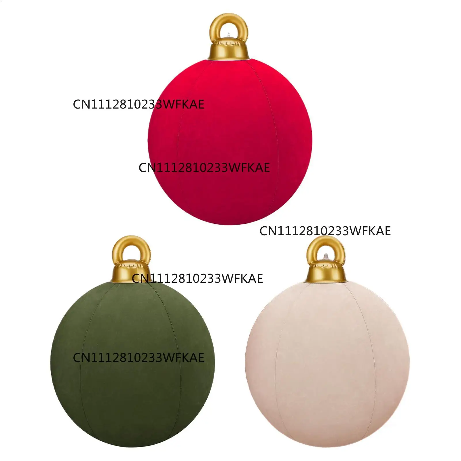 60cm Giant Velvet Christmas Inflatable Ball Plush PVC Inflatable Globes Ornaments Christmas Outdoor Inflatable Courtyard Decor