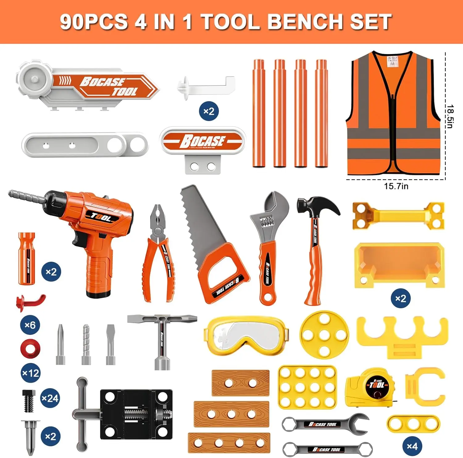 Kids Tool Bench - Toy Workbench with Storage Box Kids Tool Set with Electric Drill  Pretend Play Construction for Kids 3-5,4-8