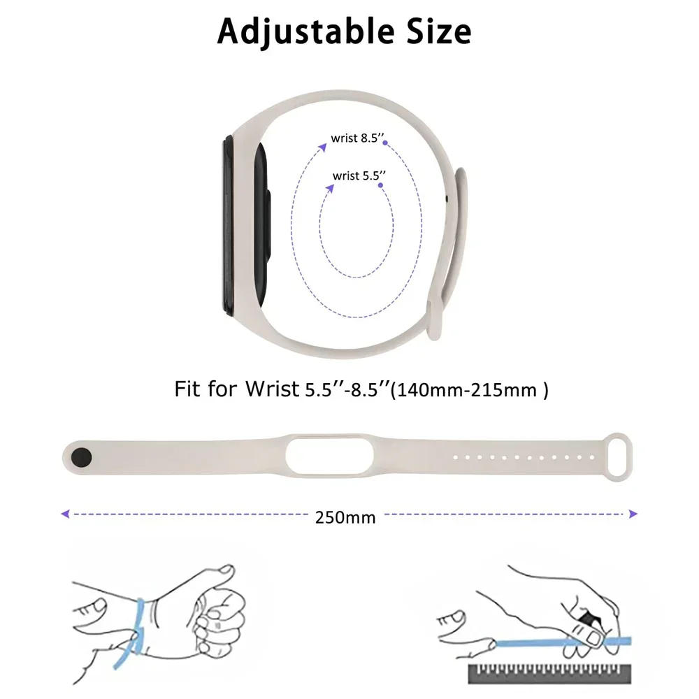 2PCS Watchbands for Xiaomi Mi Band 7 bracelet Miband 5 6 NFC Replacement Wristband Sport Silicone correa mi band 7 6 3 4 5 strap image 6