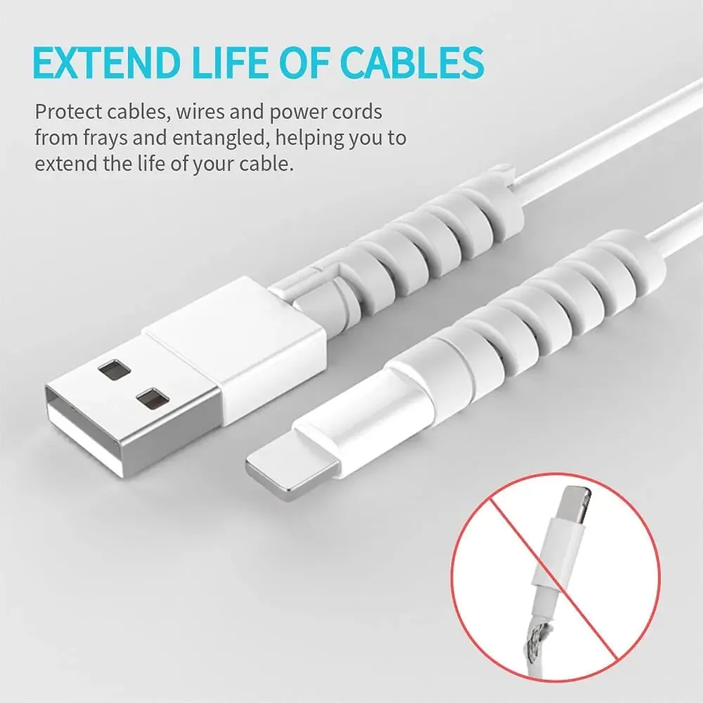 USB Cable Protector Charging Cable Spiral Silicone Protective Sleeve Wire End Cord Cover Savers for Phone Watch Charger Cable