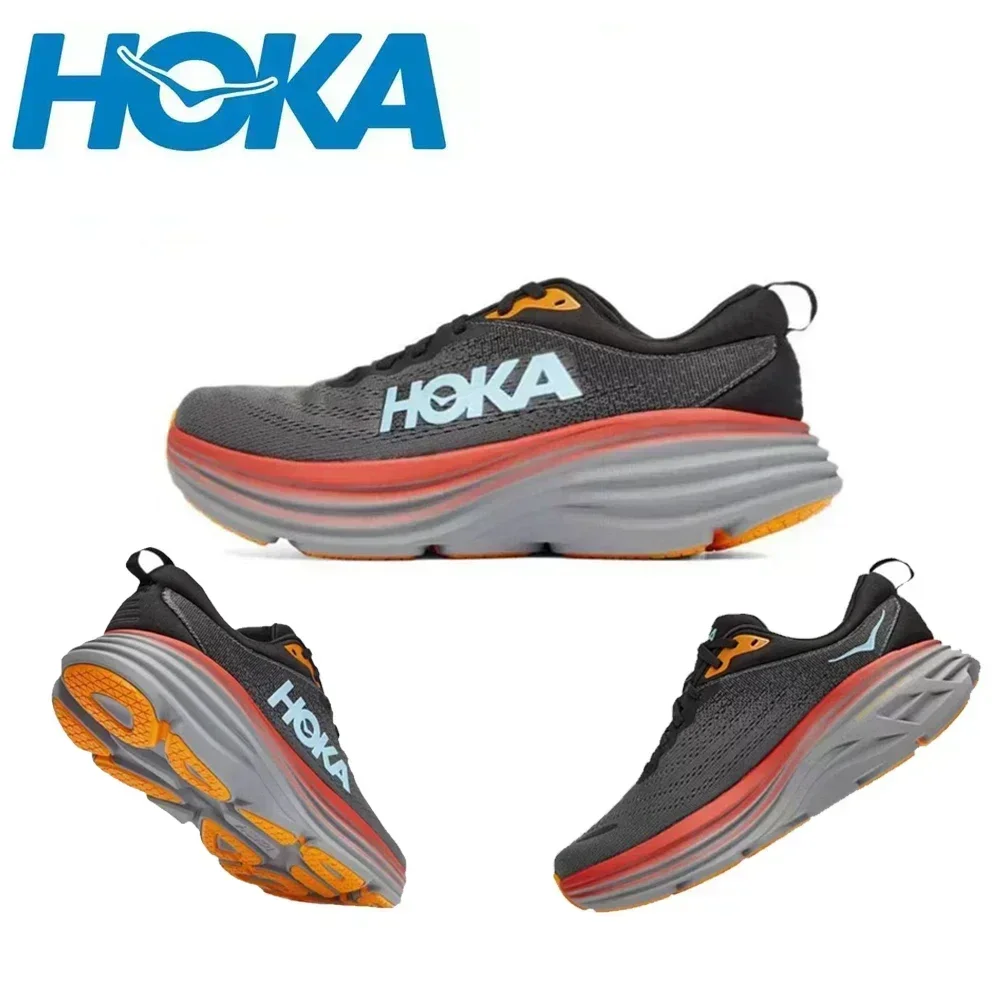 Hoka One One Bondi 8 Lightweight Jogging Outdoor Running Shoes Marathon Trail Cushioning Shoes Elastic Womens Men