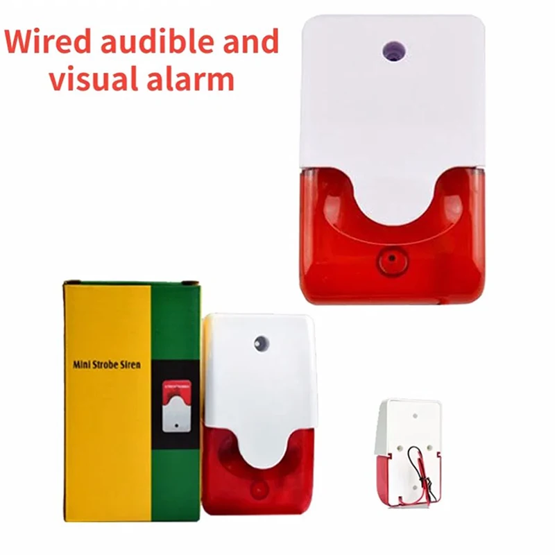 Strobe Siren Alarm 103 DB Horn 12V/24V/220V Wiring Flashing Alarm Outdoor Alarm Lights Police Strobe Light Siren Alarm